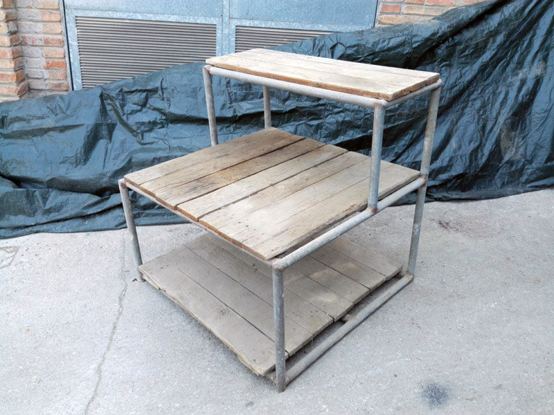 escalera estanteria puesto mercado comercio almacen metal madera 57-97x96x90 1u